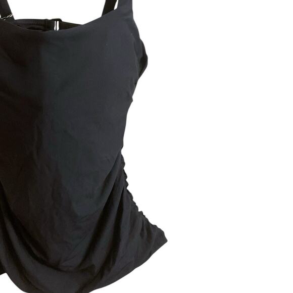 NWT ATHLETA Tankini 32 D-DD Square Neck Black Ruched Sides Removable Cups - Picture 4 of 7
